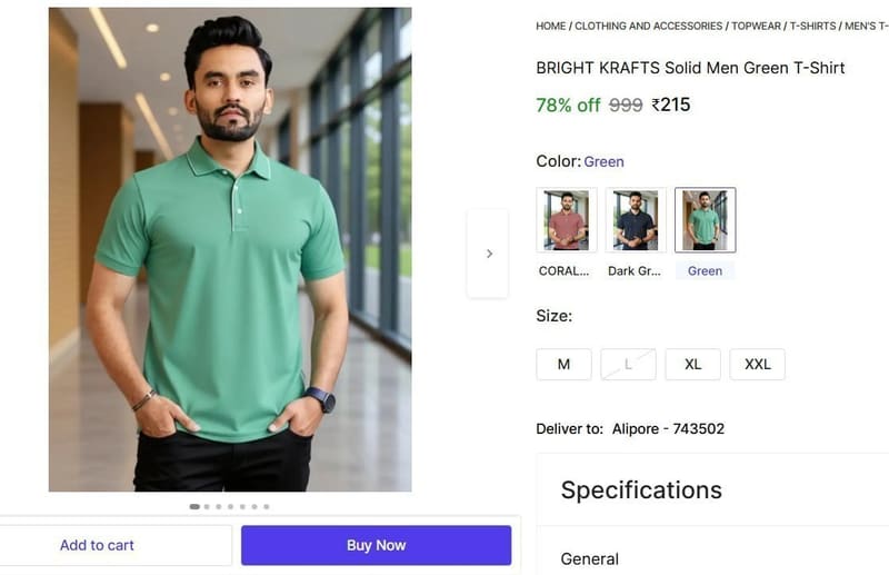🔥  Men's Solid Polo T-Shirt at ₹215