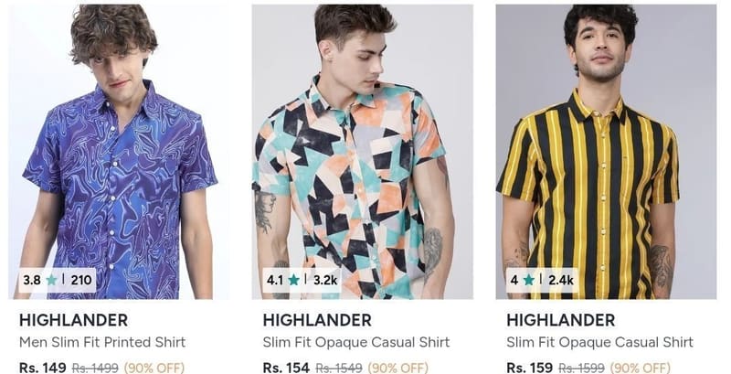 Highlander Men Shirt Starts ₹149.