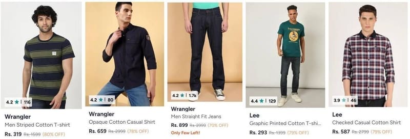 Myntra Loot : 70-80% Off On Wrangler Clothing.