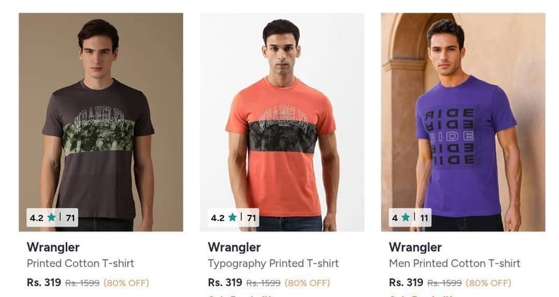 💥Myntra : 70-80% Off On Wrangler Clothing.