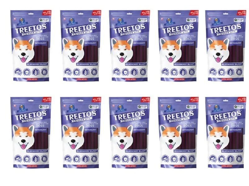 Dr. Pets Pack of 10 (85g Each) Treetos Blueberry Blast Dog T...
