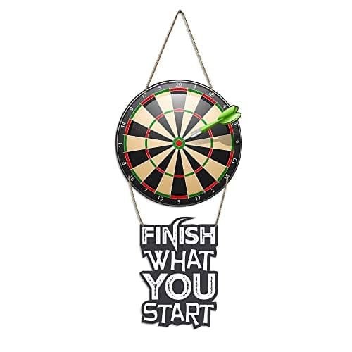 🛒 Artvibes Finish What You Start Dart Wooden Wall Hanger | Quotes Decor Item | Motivational Wall Decor | Wall Poster | Art Piece | Graphic Art | Gift Items | Office Wall Decoration Items (WH_5703N)