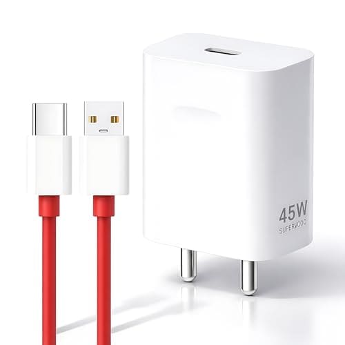 🛒 MAK Original 45W SUPERVOOC Fast Charging Adapter with USB to Type-C Cable, Red, 45W Power Delivery Wall Charger Compatible with OnePlus 11, OnePlus Nord CE 3, F21 Pro & USB-C Devices.