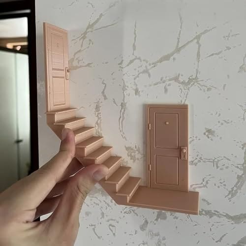 🛒 Miniature Staircase Model with Dual Doors – Decorative Architectural Display Piece for Home, Office, or Creative Projects (Brwon)