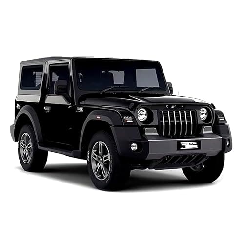 🛒 AMBEY TOYS Mahindra Thar 4x4 Toy Car 1:32 Die Cast Metal SUV Model – Pull Back Action Vehicle with Opening Doors, Rubber Tyres & Detailed Interior (Black/Random Colour)