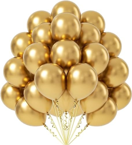 🛒 Party Propz Golden Chrome Balloons - 25 Pcs Gold Balloons | Metallic Golden Balloons For Decoration | Gold Balloon For Decoration | Balloon For Birthday
