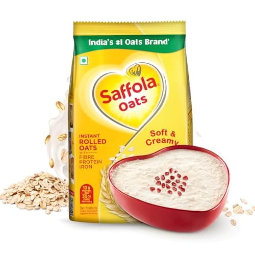 🛒 Saffola Oats | 1kg | Instant Rolled |Soft & Creamy |Power of Protein, Iron & Fibre | Nutritious grain[weight may vary]