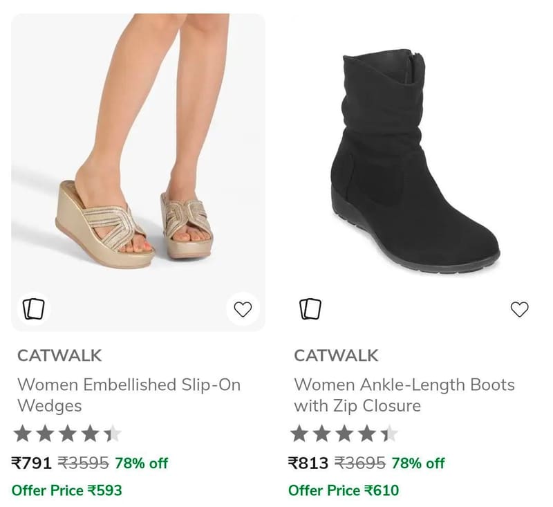 AJIO Loot : Upto 78% Off On Catwalk Women Footwears.