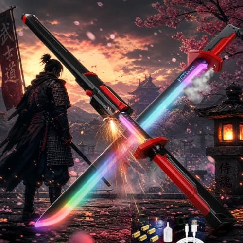 🛒 VikriDA Neon Sword Spark Blade Toy with Hit Sensor, Sound & Fog Effect, Type-C Rechargeable - 27" Educational Toy