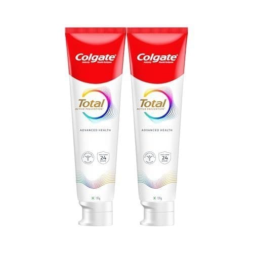 🛒 Colgate Total 300gm (2 x 150gm) Advanced Health Anti-Germ Toothpaste with Toothbrush, Tooth Paste with 12-Hour Anti-Germ & Enamel Protection, Whole Mouth Health (Combo Pack Offer)