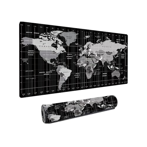 🛒 Dyazo Large World Map Anti-Slip Extended Desk Mat| Mouse Pad | Water Resistant Mat for Laptop| Computer Size 800 x 300 x 3 mm (Black No Logo)