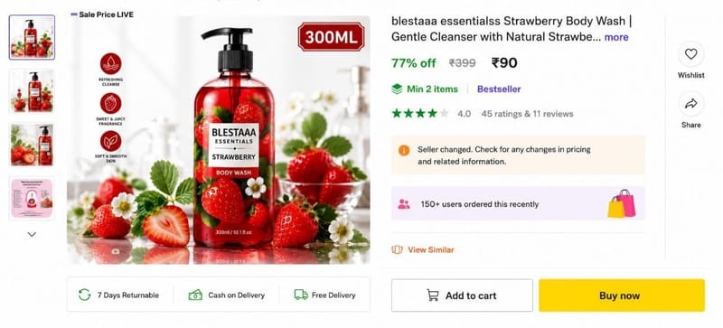 💥 Rose Body Wash @ ₹90