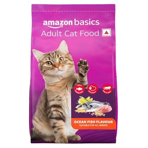 🛒 Amazon Basics Dry Cat Food | 3 Kg | Ocean Fish | with Real Chicken Meat & Fish | Suitable for Adult Cats | Packed with Protein | Suitable for All Breeds