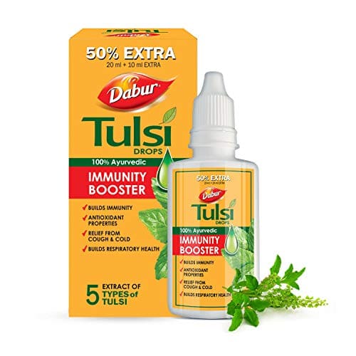 Dabur Tulsi Drops- 50% Extra: Concentrated Extract Of 5 Rare...