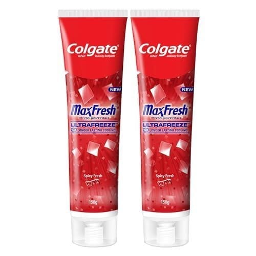 🛒 Colgate Max Fresh Toothpaste, Red Gel Paste with Menthol For Tooth Decay Prevention, Cavity Protection, Gum Protection, Whitening, Eliminates Bad Breath (300g, 150g X 2, Spicy Fresh, Saver Pack)