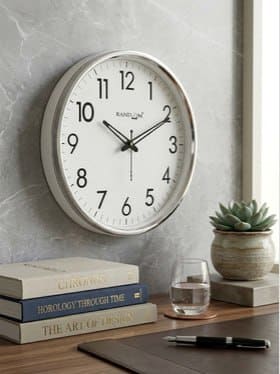 🕒 RANDOM Unisex White & Silver-Toned Solid Contemporary Premium Wall Round Clock