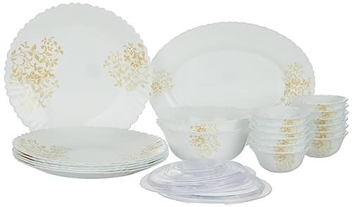 Larah by Borosil Ingot Fluted Series Opalware Dinner Set | 2...