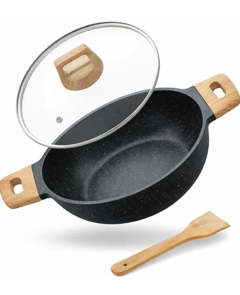 Lifelong Die-Cast Kadhai With Glass Lid & Wooden Spatula @1149₹