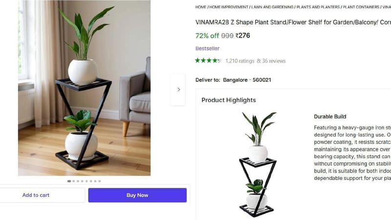 🔥  Z Shape Plant Stand @ ₹276