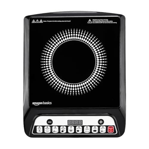 Amazon Basics 1600W Induction Cooktop | 7 Pre-Set Cooking Me...