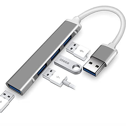🛒 JGD PRODUCTS USB Hub 3.0 for PC, 4-Port High Speed USB Hub with Aluminium Shell, USB Port Hub 3.0 Compatible for PC, MacBook, Mac Pro, Mac Mini, iMac, Surface Pro, XPS, PC (Silver)