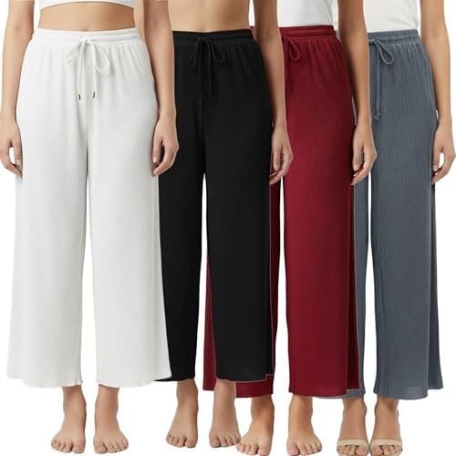 🛒 Trendz Women's and Girls Cotton Blend Regular Fit Palazzo Pants || Set of 4