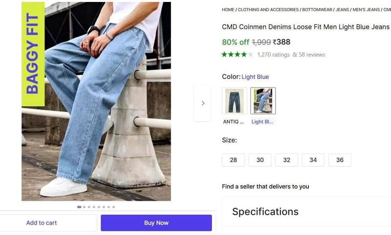 🔥  Straight Fit Men Grey Jeans @ ₹388