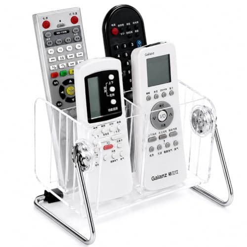 🛒 Zollyss Acrylic Remote Control Holder Stand, 6 Slot TV Remote Organizer for Tabletop, Clear Remote Storage Stand for TV, AC, Media Remotes, Mobile Phones & Office Desk Accessories