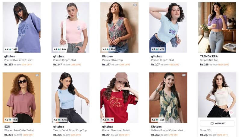 🔥 Myntra FWD GenZ Collection – Trendy Tops & T-Shirts Under ₹300 👕✨