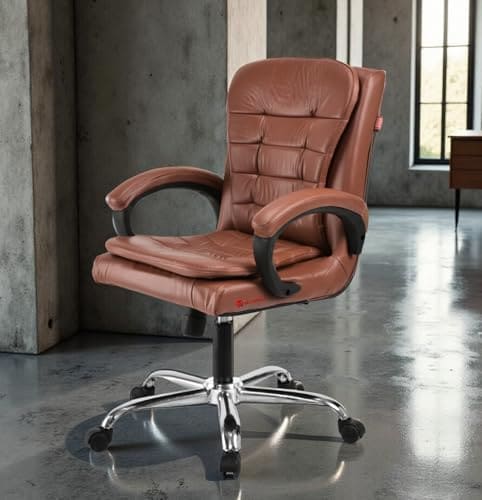 🛒 GOYALSON Mesh Back Revolving Chair for Office Home Swivel Desk Chair with Comfortable Seating & Wheels (1, Brown, Standard)