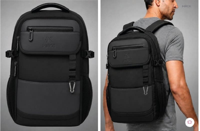 🎒 HRX by Hrithik Roshan Unisex Brand Logo Backpack 🖤✨