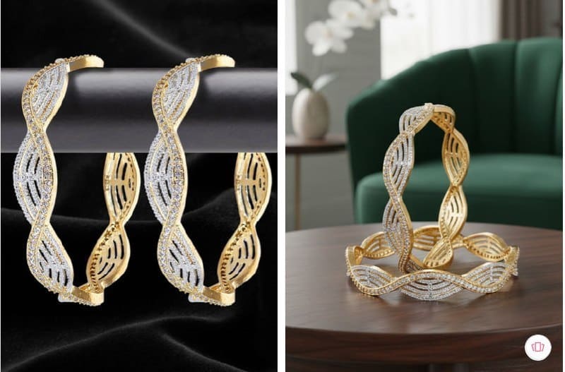 💛 YouBella Set Of 2 Gold-Plated & AD Stone-Studded Bangles ✨