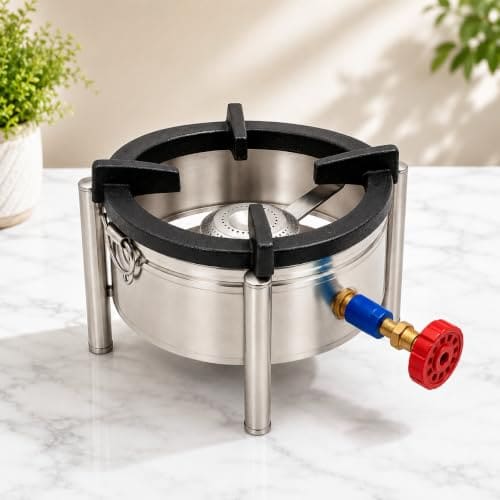 🛒 Gurubhai Equipments Round Catering Burner 10x10 Inch Heavy Duty LPG Gas Stove Commercial Cooktop for Hotel Restaurant Kitchen