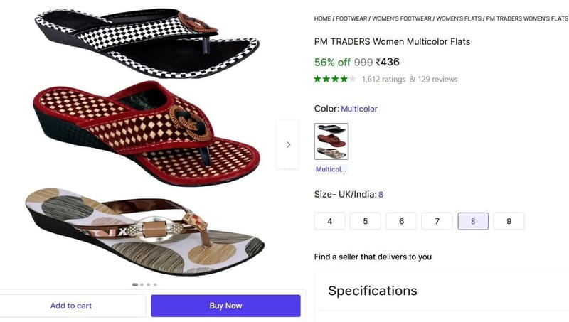 🔥  (Pack Of 3) Women Multicolor Flats @ ₹436