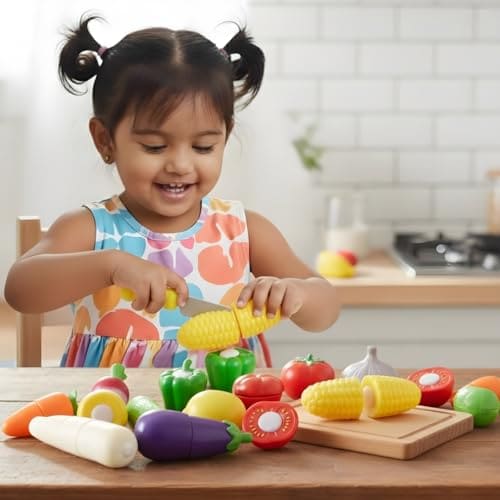 🛒 Kids Mandi Slice & Play Vegetable Set | Interactive Pretend Play Toy with Realistic Sliceable Vegetables | Cutting Food for Kids - 12pcs