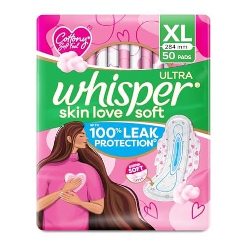 Whisper Ultra Skin Love Soft Sanitary Pads for Women, XL 50 ...