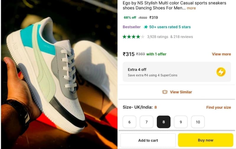 🔥GRAB : Men's Sneakers at ₹319