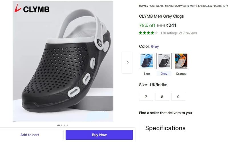 🔥  CLYMB Men's Clogs @ ₹241