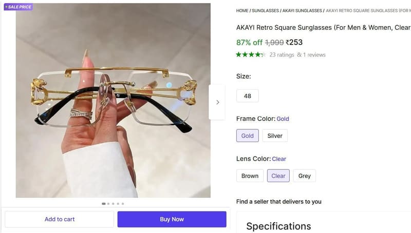 🔥  Retro Square Sunglasses @ ₹253