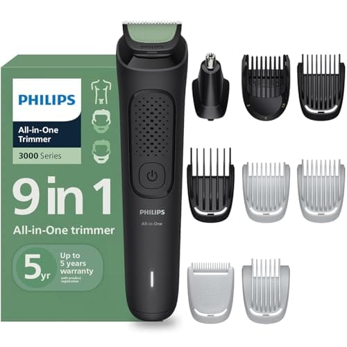 🛒 Philips India's No.1 Men's Trimmer* | One stroke beard trimming | All-in-One Grooming Kit- Face, Hair, Body | Ear/Nose attachment | Safe for Sensitive Skin | 60 mins runtime | 5yr warranty* | MG3927