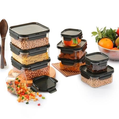 🛒 CELLO Modulock Pet Storage Container For Kitchen Set of 9 Pcs, Black (1000ml x 3, 600ml x 3, 260ml x 3) | Freezer & Fridge Safe, Airtight Pet Kitchen Storage Container For Beans, Whole Grains, Spices
