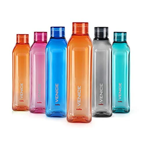 🛒 CELLO Venice Water Bottles Set of 6 Pcs For Daily Use, 1000ml Each Multicolor | Stylish & Unbreakable BPA-Free Leakproof Refrigerator Safe Pet Water Bottle For School, Office, Kitchen & Travel