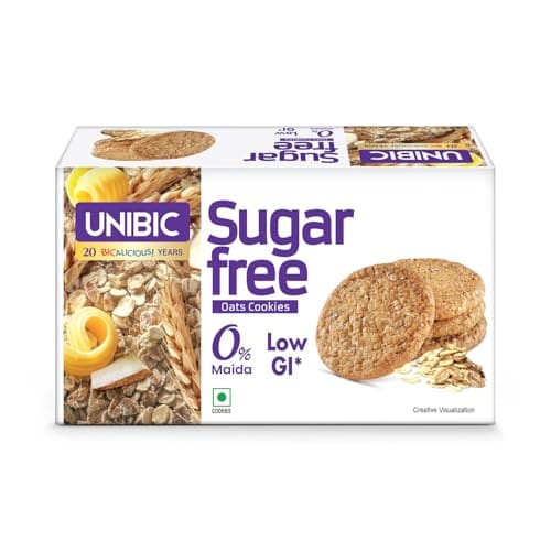 🛒 Unibic Sugar Free Oats Cookies I 202.5/225 Gm I Low GI No Maida I Cashew Biscuits I Sugar-Free Snack I Healthy Cookies (weight may vary)