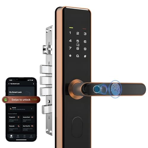 🛒 QUBO Smart Door Lock Select from Hero Group | 7-Way Unlocking | Fingerprint | OTP Remote Unlocking | PIN | RFID Card | Mobile App | Mechanical Key | 2 Year Brand Warranty | (Copper)