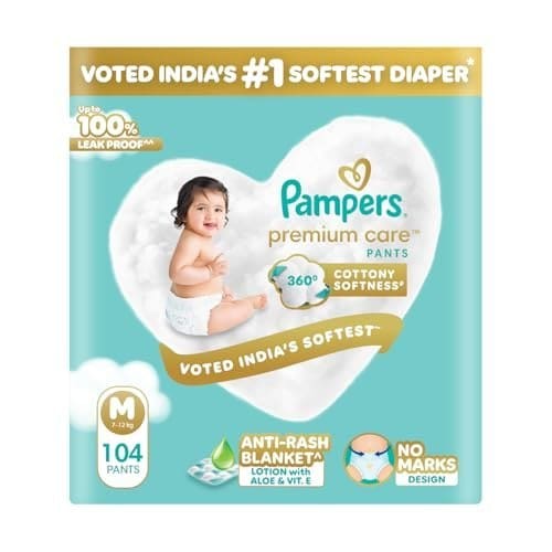 Pampers Premium Care Pant Style Baby Diapers M 104 Count | N...
