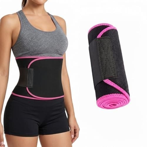 🛒 LUXCARE Sweat Belt for Women & Men, Neoprene Waist Trimmer Belt for Workout & Gym, Adjustable Tummy Sweat Band, Sauna Effect Waist Support Belt for Exercise, Yoga, Running & Fitness, Free Size