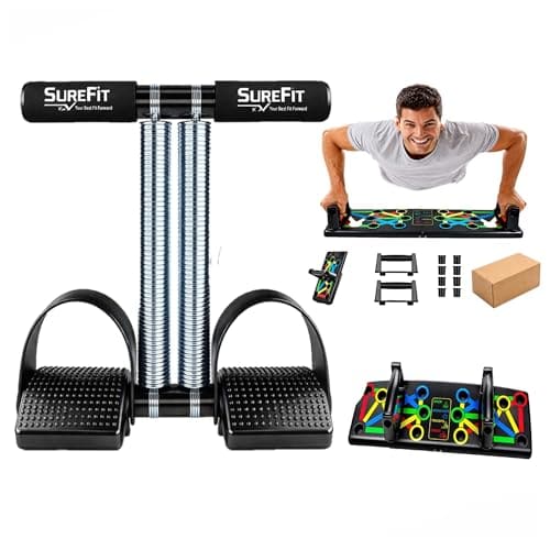 🛒 SUREFIT double Spring Tummy Trimmer with Push Up Board Combo Pack| Ultimate Home Workout Equipment for Core Strength | Ideal for Men & Women