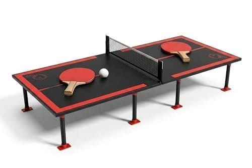 🛒 Kidsmate 3-in-1 Table Tennis for Kids with Foldable Tennis Board, Ludo Game & Whiteboard | Portable Indoor Outdoor Play Table, Mini Ping Pong Set with Net, Racquet and Ball for Family Fun - Red/Black