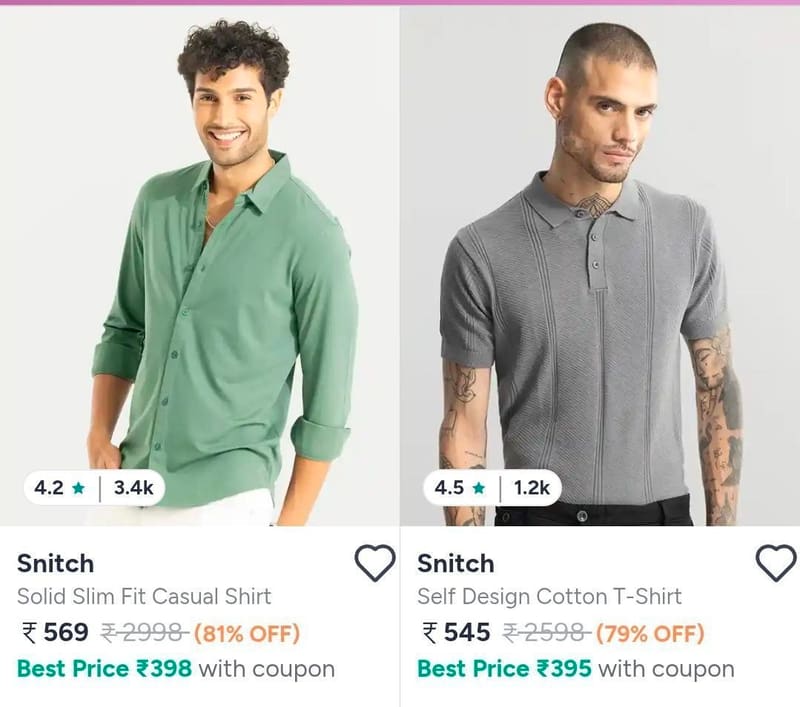 🔥Myntra | 👕 Snitch Men's Clothing - Up to 78% OFF