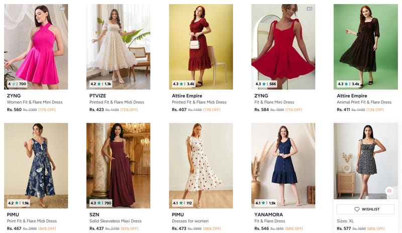🔥 Myntra FWD GenZ Collection – Fit & Flare Dresses Under ₹600 👗✨